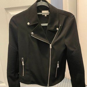 Aritzia Wilfred Black Fabric Moto Jacket